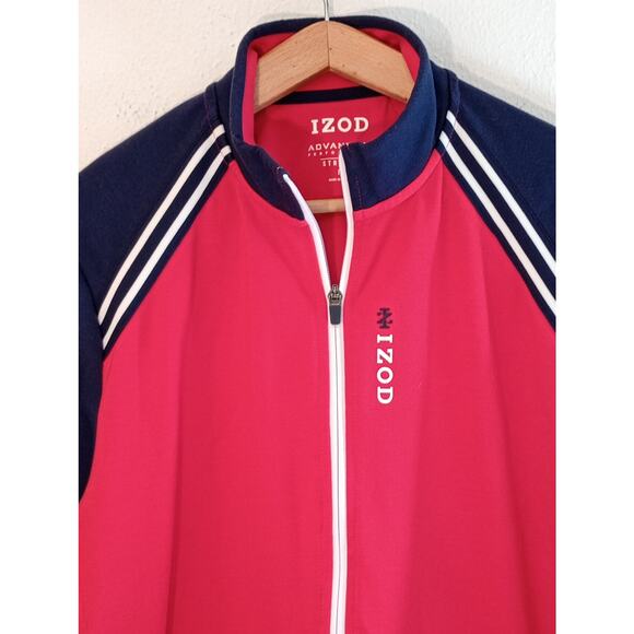 Izod Performance Stretch Men's Jacket Size M Red White Blue USA Zipper Front - Picture 3 of 7